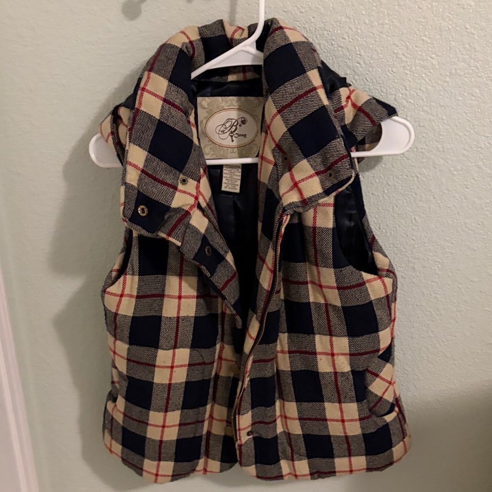 Closet Plaid Vest - Navy and Cream